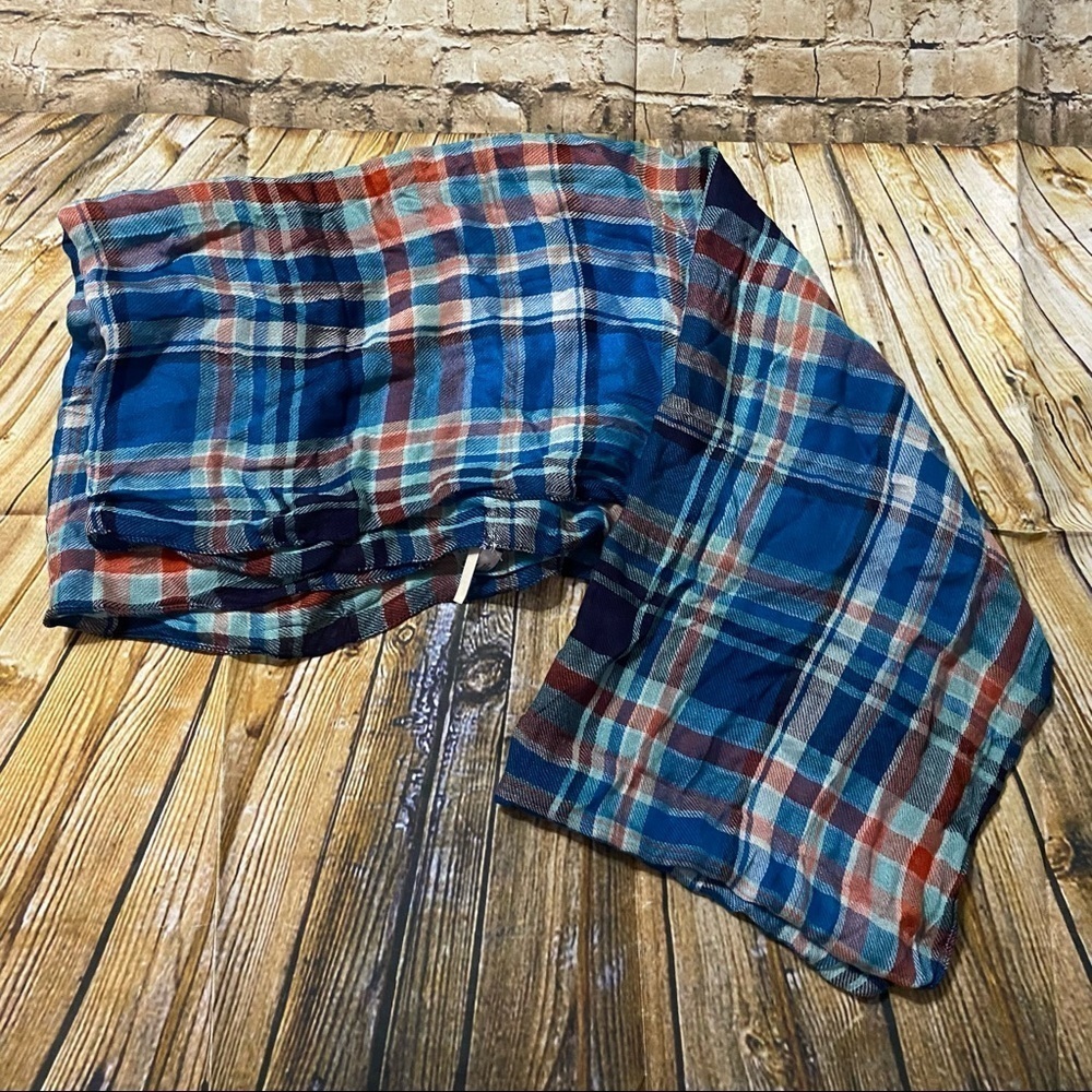 Talbots Blue Red Plaid Soft Infinity Scarf